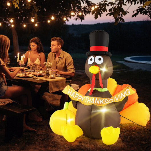 5 FT Inflatable Turkey with Pumpkin and LED Lights for Indoor Party LuxuryLifeWay Online Store