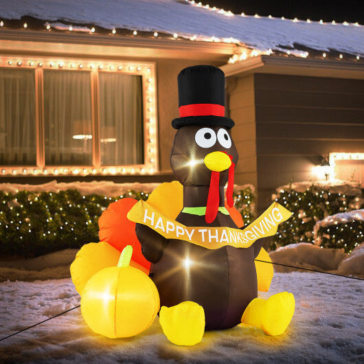 5 FT Inflatable Turkey with Pumpkin and LED Lights for Indoor Party LuxuryLifeWay Online Store