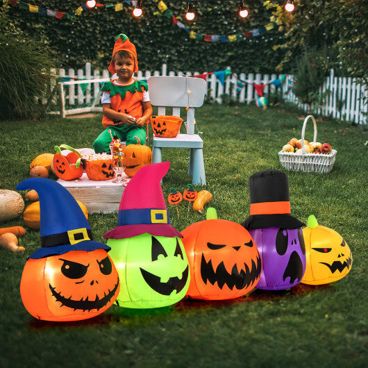 9 Feet Inflatable Pumpkin Patch Family with Built-in LED Lights and Witch Hats LuxuryLifeWay Online Store
