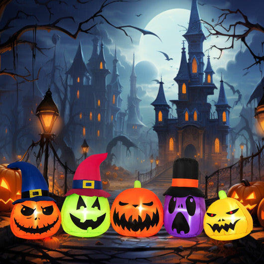 9 Feet Inflatable Pumpkin Patch Family with Built-in LED Lights and Witch Hats LuxuryLifeWay Online Store