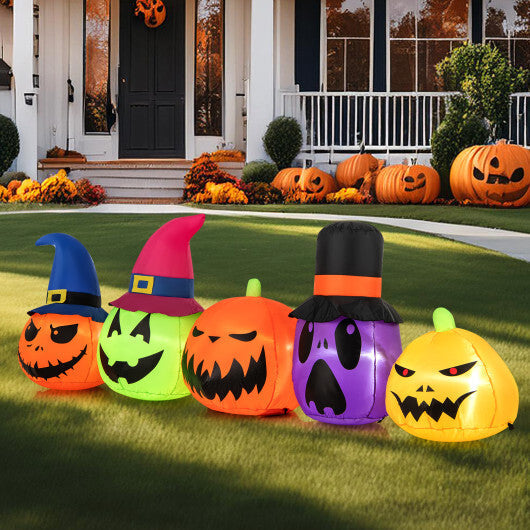 9 Feet Inflatable Pumpkin Patch Family with Built-in LED Lights and Witch Hats LuxuryLifeWay Online Store