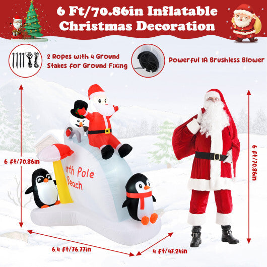 6 Feet Christmas Inflatable with Blow up Penguins and Santa Decoration LuxuryLifeWay Online Store