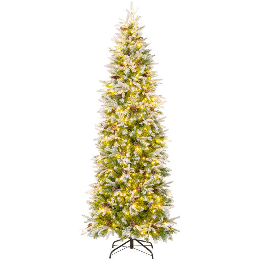 6/7.5/9 Feet Pre-Lit Artificial Christmas Tree Snow Flocked Hinged-9 FT LuxuryLifeWay Online Store