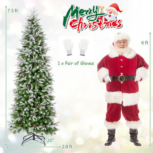 6/7.5/9 Feet Pre-Lit Artificial Christmas Tree Snow Flocked Hinged-9 FT LuxuryLifeWay Online Store