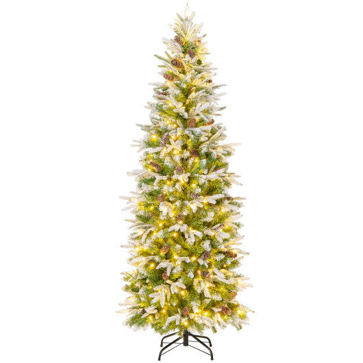 6/7.5/9 Feet Pre-Lit Artificial Christmas Tree Snow Flocked Hinged-9 FT LuxuryLifeWay Online Store