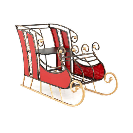 3 FT Christmas Metal Sleigh Decoration Santa Sleigh with 2-Tier Storage Shelf LuxuryLifeWay Online Store