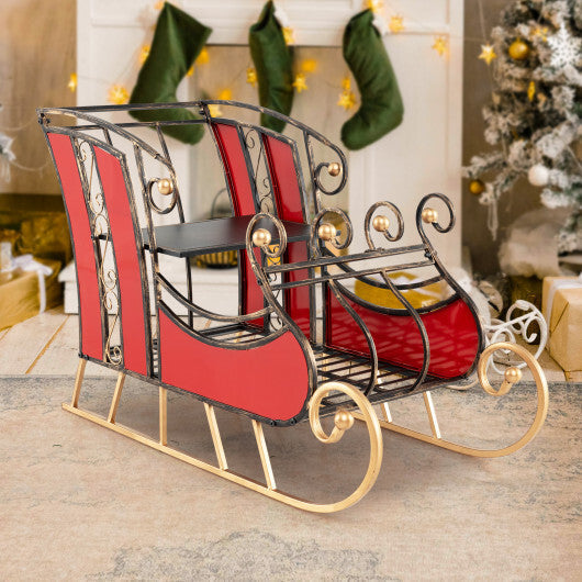 3 FT Christmas Metal Sleigh Decoration Santa Sleigh with 2-Tier Storage Shelf LuxuryLifeWay Online Store