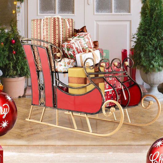 3 FT Christmas Metal Sleigh Decoration Santa Sleigh with 2-Tier Storage Shelf LuxuryLifeWay Online Store