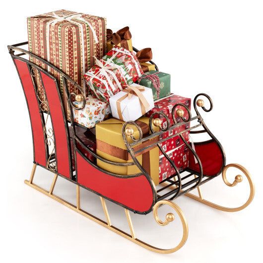 3 FT Christmas Metal Sleigh Decoration Santa Sleigh with 2-Tier Storage Shelf LuxuryLifeWay Online Store