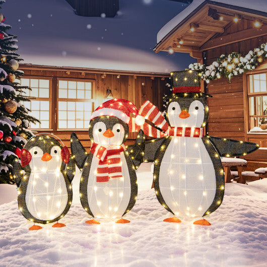 Light up Penguins Christmas Decorations with 194 LED Lights and Zip Ties LuxuryLifeWay Online Store