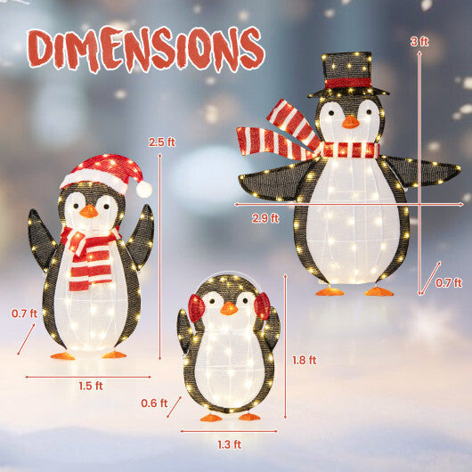 Light up Penguins Christmas Decorations with 194 LED Lights and Zip Ties LuxuryLifeWay Online Store