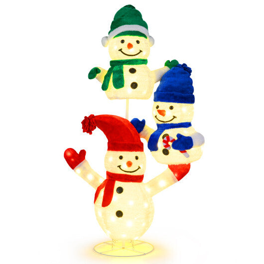 5 FT Stacked Snowman Lighted Christmas Decoration with 110 LED Lights