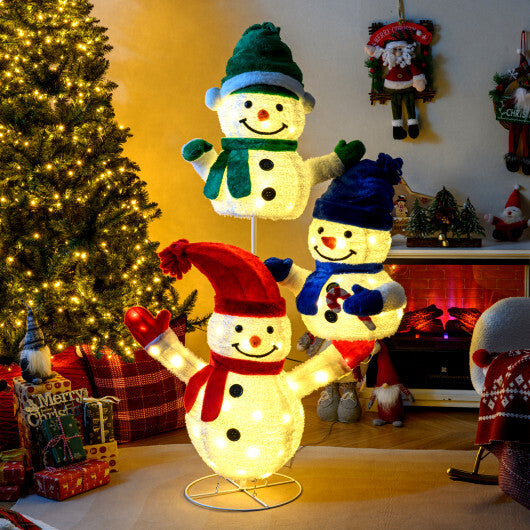 5 FT Stacked Snowman Lighted Christmas Decoration with 110 LED Lights