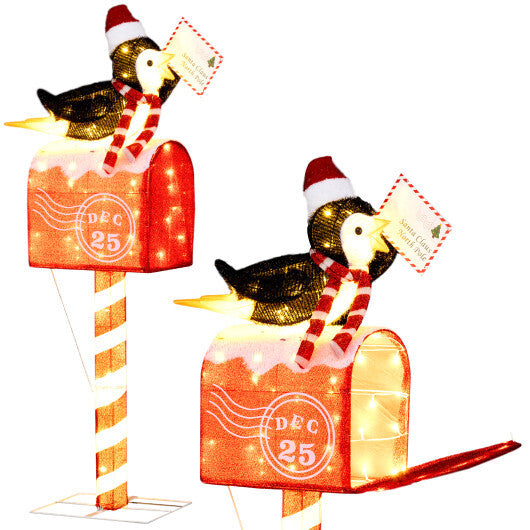 4.8 FT Christmas Lighted Penguin on Mailbox Pre-lit Xmas Decoration with 100 LED Warm White Lights LuxuryLifeWay Online Store