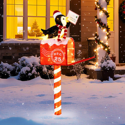 4.8 FT Christmas Lighted Penguin on Mailbox Pre-lit Xmas Decoration with 100 LED Warm White Lights LuxuryLifeWay Online Store