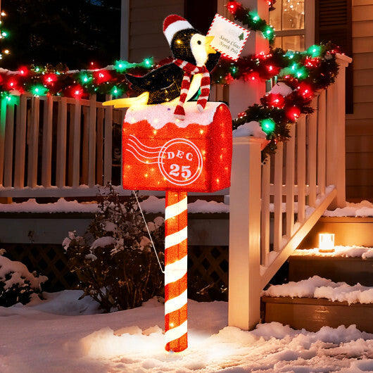4.8 FT Christmas Lighted Penguin on Mailbox Pre-lit Xmas Decoration with 100 LED Warm White Lights LuxuryLifeWay Online Store