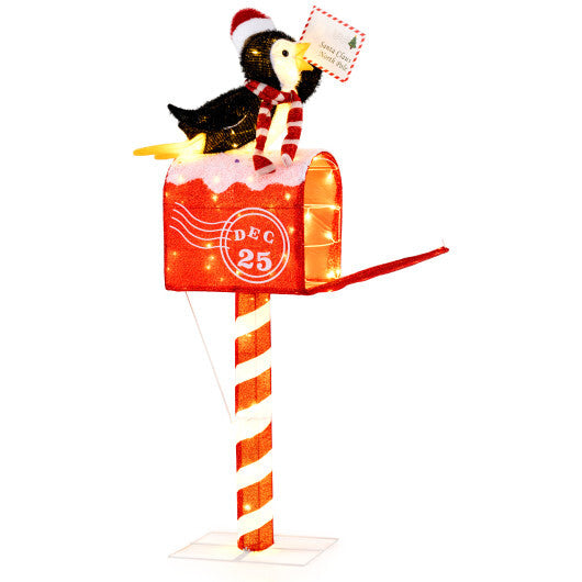 4.8 FT Christmas Lighted Penguin on Mailbox Pre-lit Xmas Decoration with 100 LED Warm White Lights LuxuryLifeWay Online Store