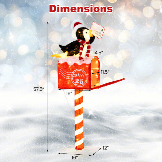 4.8 FT Christmas Lighted Penguin on Mailbox Pre-lit Xmas Decoration with 100 LED Warm White Lights LuxuryLifeWay Online Store