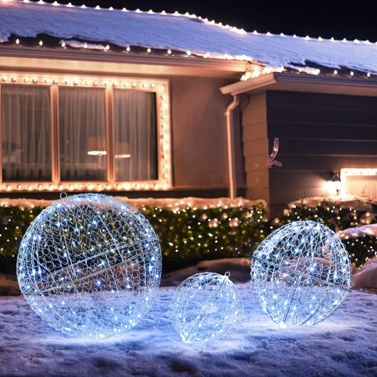 3 Pcs Lighted Christmas Balls Large Standing/Hanging Metal Sphere Lights with 435 LEDs LuxuryLifeWay Online Store