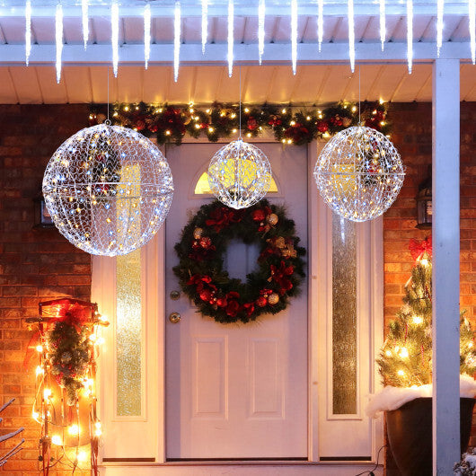 3 Pcs Lighted Christmas Balls Large Standing/Hanging Metal Sphere Lights with 435 LEDs LuxuryLifeWay Online Store