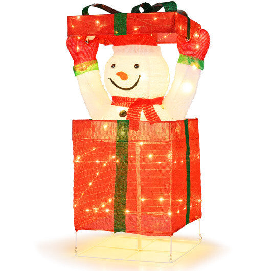 Lighted Snowman in Gift Box Christmas Decoration LuxuryLifeWay Online Store