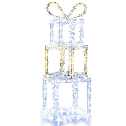 Stacked Lighted Gift Boxes Set of 3 Pre-Lit Christmas Present Box Lights LuxuryLifeWay Online Store