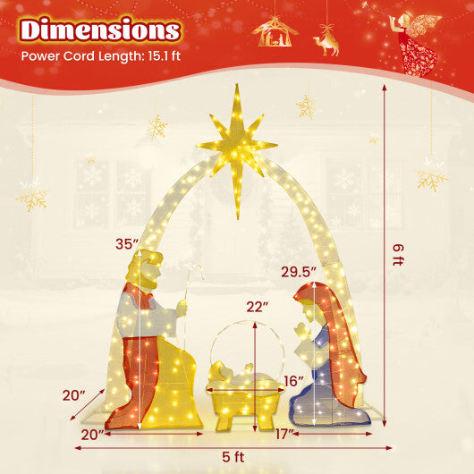 6 Feet Lighted Nativity Scene Yard Decoratio with 240 Warm White LED Lights LuxuryLifeWay Online Store