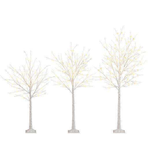 Lighted Birch Tree Set of 3 with 4/5/6 FT Pre-Lit Artificial Christmas Tree for Holiday Party LuxuryLifeWay Online Store