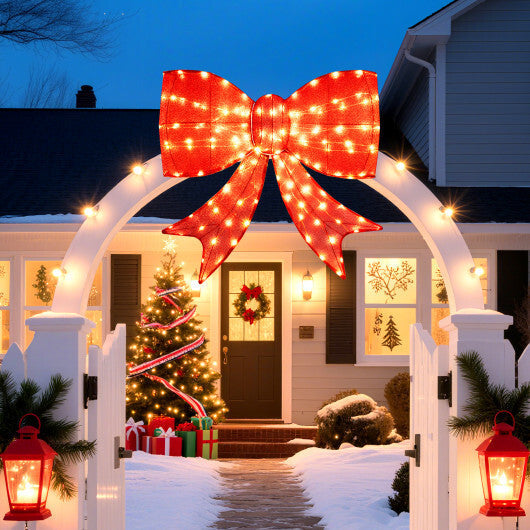 37 Inch Lighted Christmas Bow Decoration with Warm White LED Lights LuxuryLifeWay Online Store