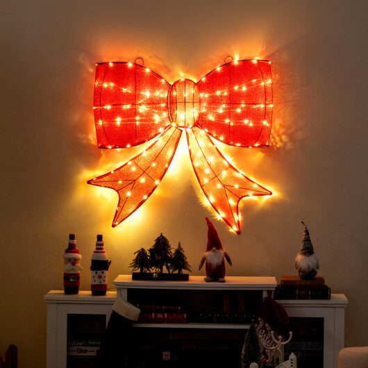 37 Inch Lighted Christmas Bow Decoration with Warm White LED Lights LuxuryLifeWay Online Store