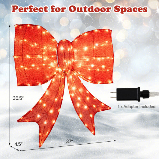 37 Inch Lighted Christmas Bow Decoration with Warm White LED Lights LuxuryLifeWay Online Store