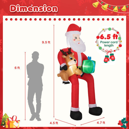 9.5 Feet Christmas Inflatable Santa Outdoor Decoratio with Built-in LED Lights LuxuryLifeWay Online Store