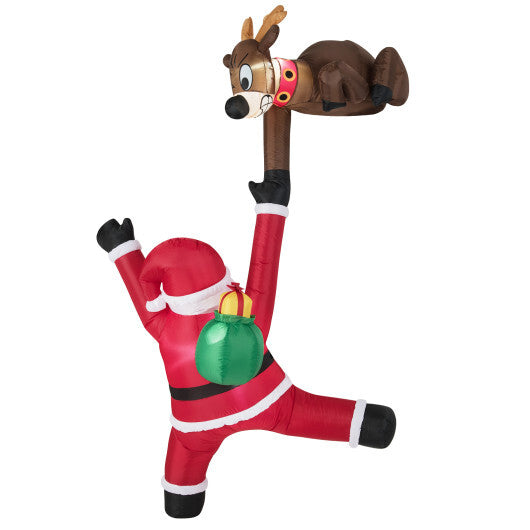 8.5 Feet Christmas Inflatable Reindeer and Climbing Santa Claus with Built-in LED Lights LuxuryLifeWay Online Store
