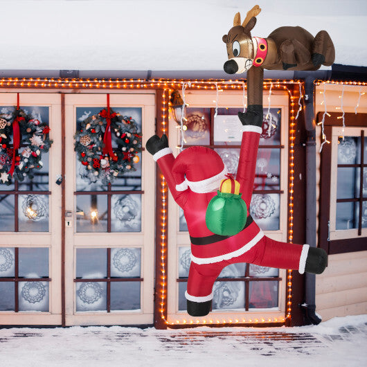 8.5 Feet Christmas Inflatable Reindeer and Climbing Santa Claus with Built-in LED Lights LuxuryLifeWay Online Store
