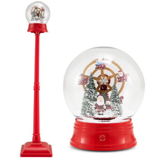 5 Ft Musical Christmas Street Lamp Snow Globe Lantern on Stand-Red LuxuryLifeWay Online Store