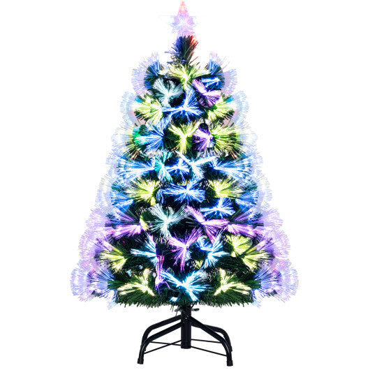 3 Feet Fiber Optic Christmas Tree with Branch Tips and Topper Star