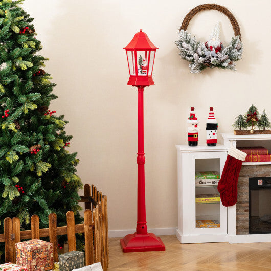 5.3 Feet Musical Christmas Street Lamp with Blowing Snow and LED Lights-Red LuxuryLifeWay Online Store
