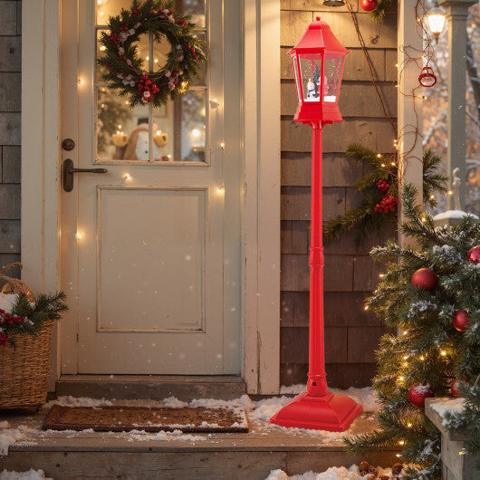 5.3 Feet Musical Christmas Street Lamp with Blowing Snow and LED Lights-Red LuxuryLifeWay Online Store