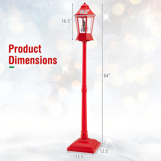 5.3 Feet Musical Christmas Street Lamp with Blowing Snow and LED Lights-Red LuxuryLifeWay Online Store