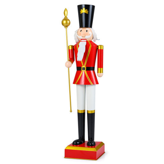 4 FT Christmas Nutcracker with High Hat & Beautiful Scepter-Black & Red