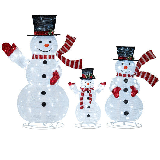 3-Piece Pre-Lit 3D Snowman Set with 270 LED Lights LuxuryLifeWay Online Store