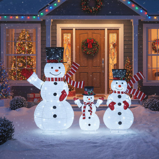 3-Piece Pre-Lit 3D Snowman Set with 270 LED Lights LuxuryLifeWay Online Store