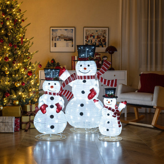 3-Piece Pre-Lit 3D Snowman Set with 270 LED Lights LuxuryLifeWay Online Store