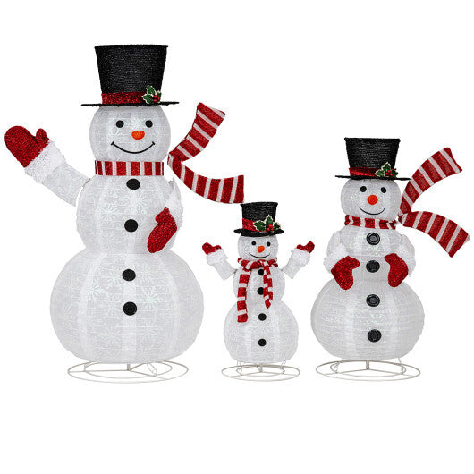 3-Piece Pre-Lit 3D Snowman Set with 270 LED Lights LuxuryLifeWay Online Store