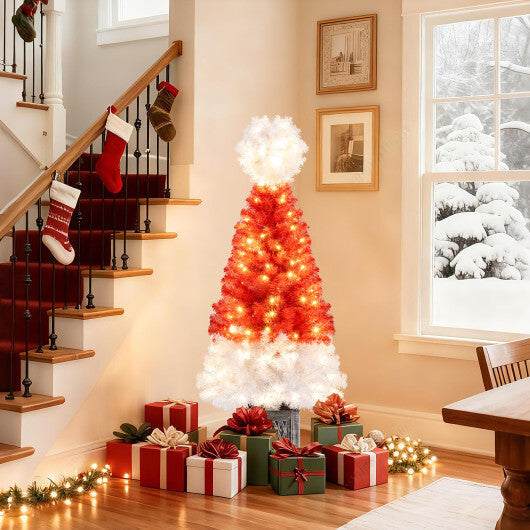 4 Ft Artificial Christmas Tree Santa Hat Xmas Tree with 300 Branch Tips Red LuxuryLifeWay Online Store