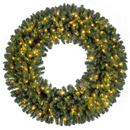 60 Inch Pre-Lit Artificial Christmas Wreath 200 LED Warm White Lights-1 Piece LuxuryLifeWay Online Store