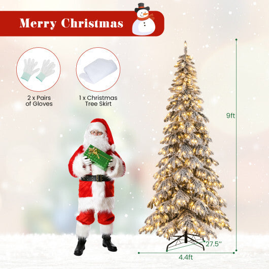 9 Feet Pre-Lit Artificial Xmas Tree Hinged Xmas Tree with Quick Power Connectors LuxuryLifeWay Online Store