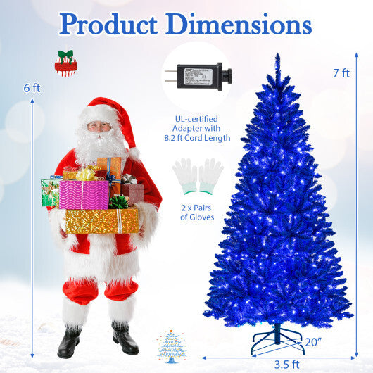Pre-Lit Artificial Christmas Tree with 340 Blue LED Lights and 3 Modes-7 ft LuxuryLifeWay Online Store