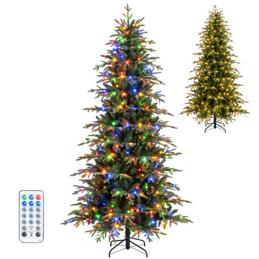 7.5 Feet Pre-Lit Artificial Christmas Tree Hinged Xmas Tree with LED Lights LuxuryLifeWay Online Store