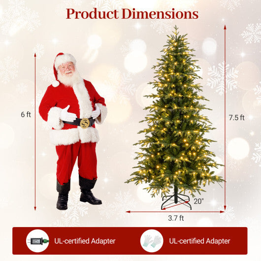 7.5 Feet Pre-Lit Artificial Christmas Tree Hinged Xmas Tree with LED Lights LuxuryLifeWay Online Store
